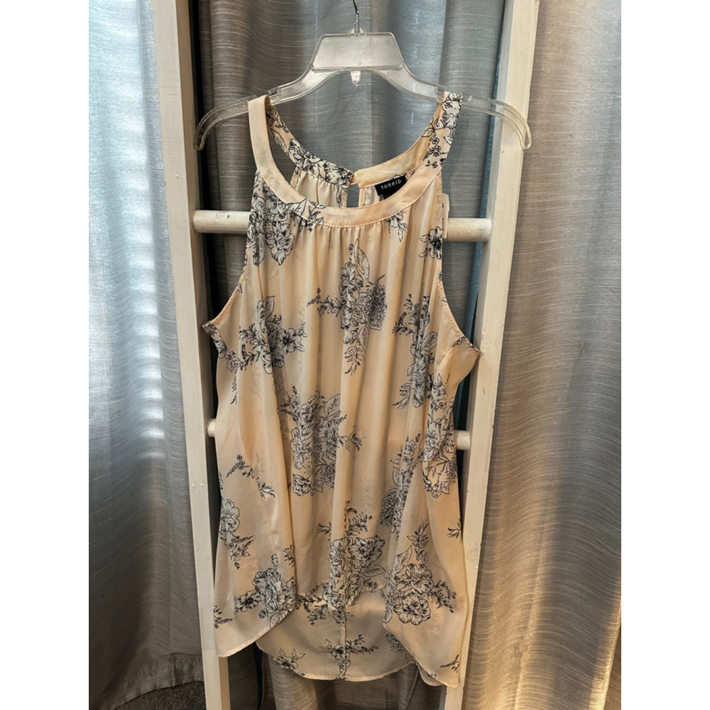 Torrid Plus 2X Blush Pink Black Floral Halter Neck Tank Top - Picture 4 of 12